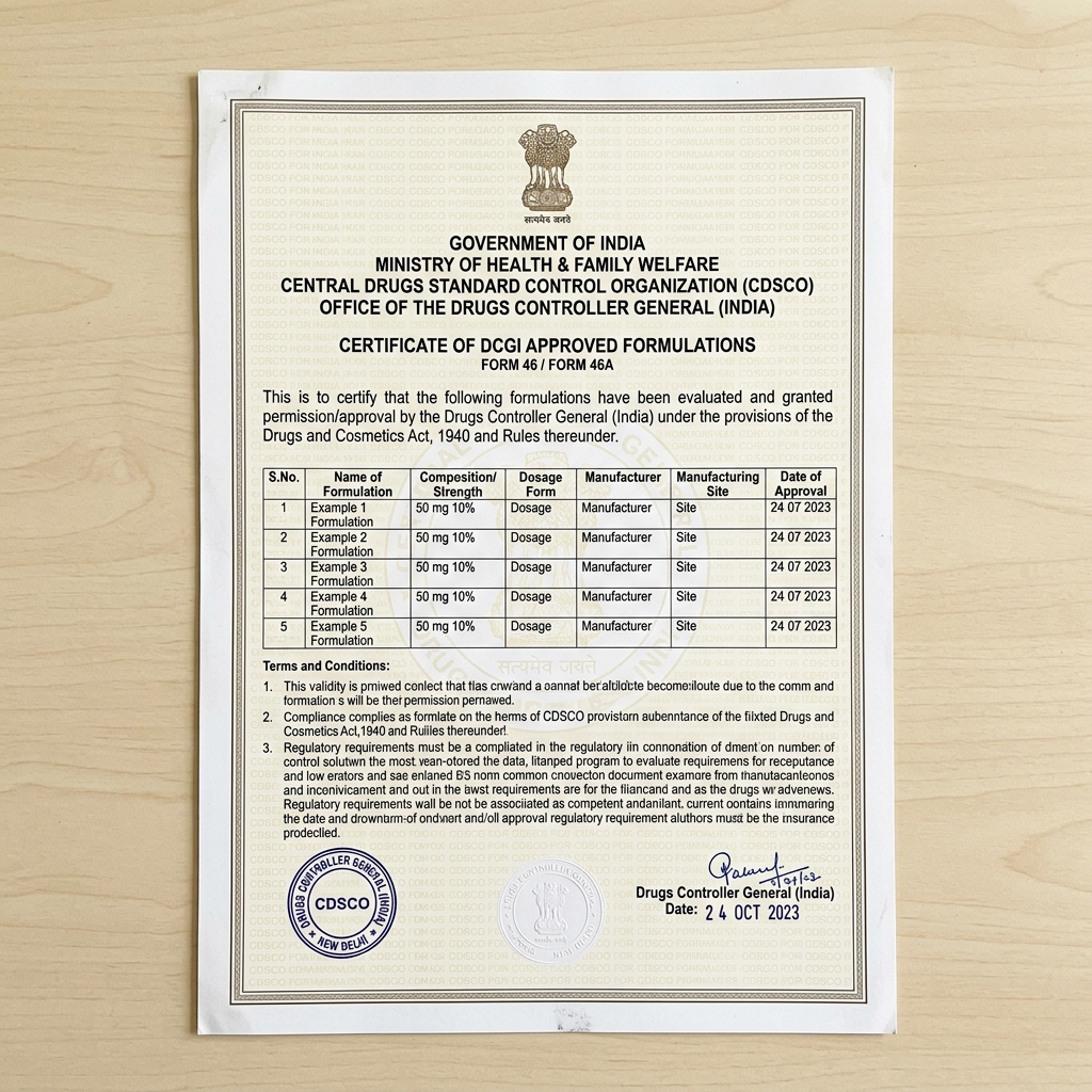 DCGI Approved Formulations Registry