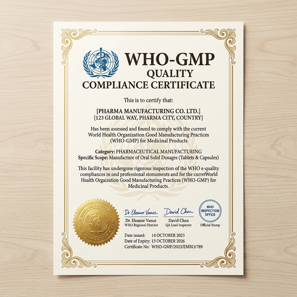 WHO-GMP Quality Compliance Certification